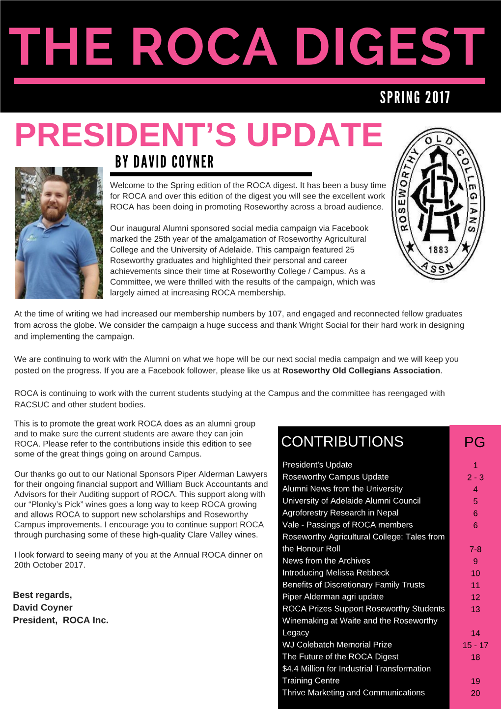 Digest Spring 2017 President’S Update by David Coyner