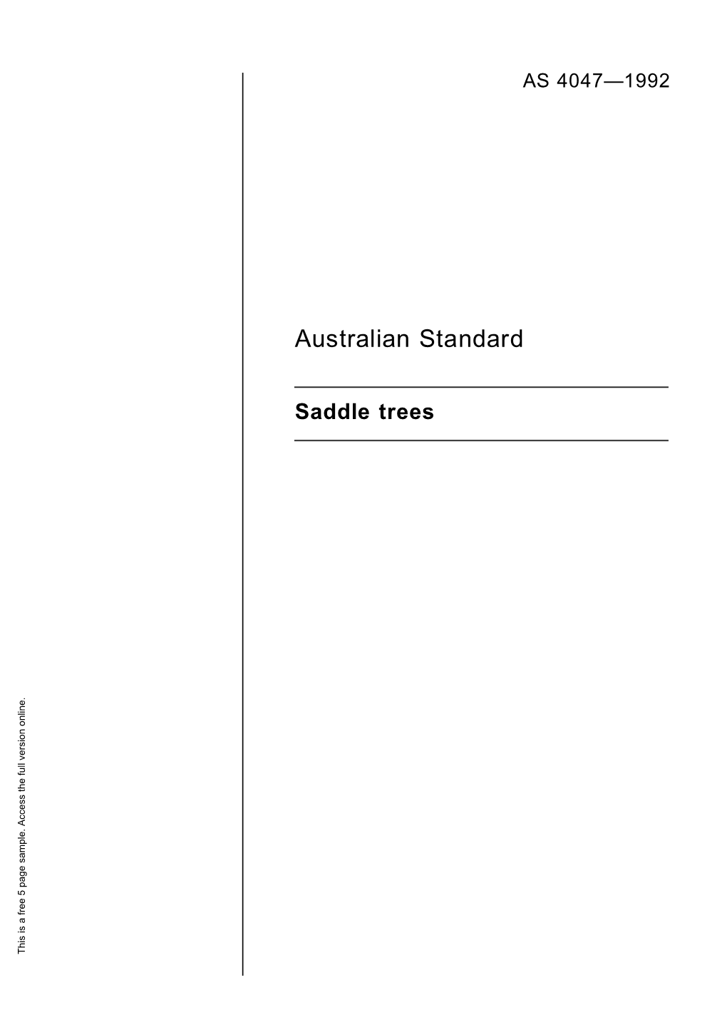 AS 4047-1992 Saddle Trees
