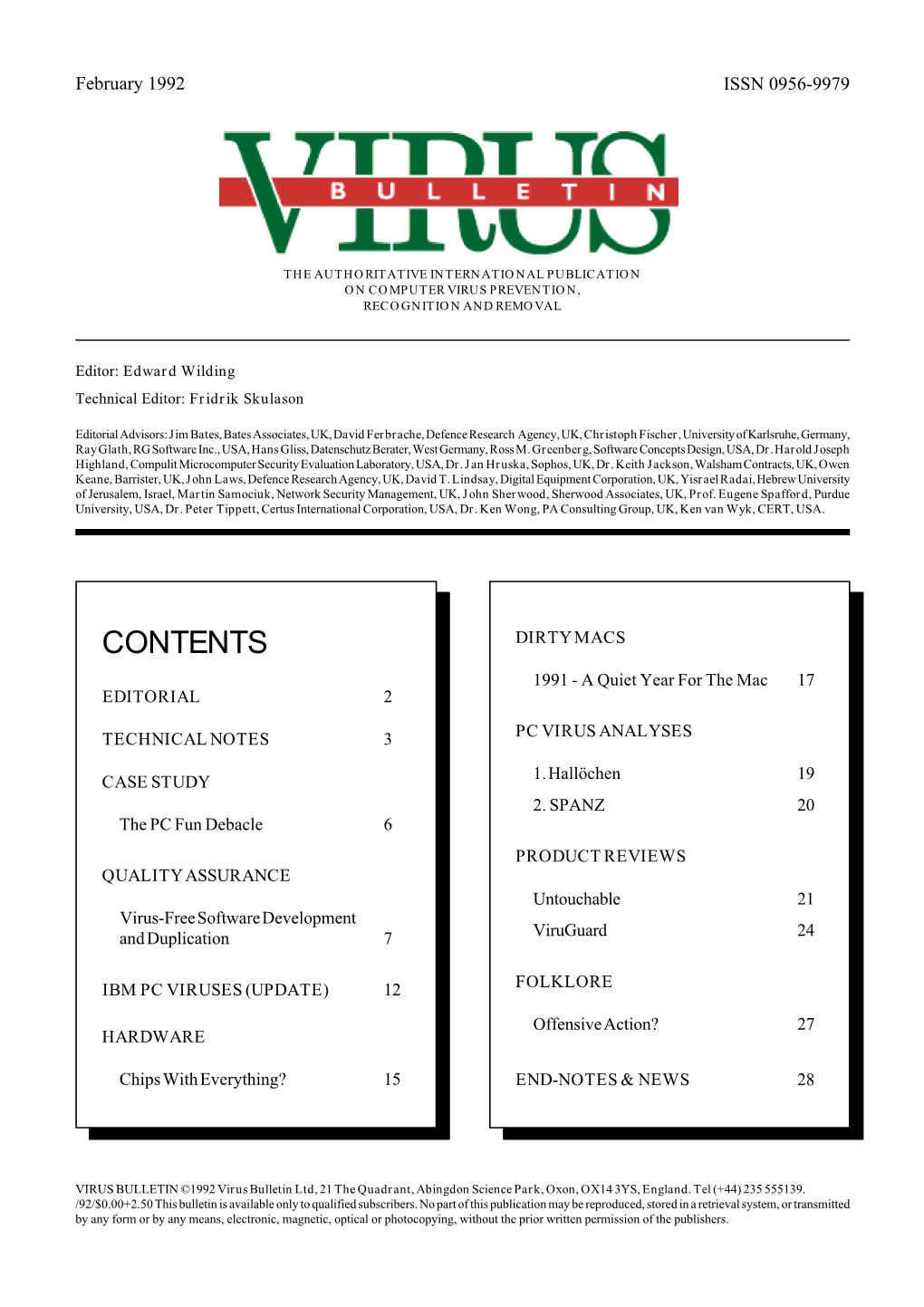 Virus Bulletin, February 1992