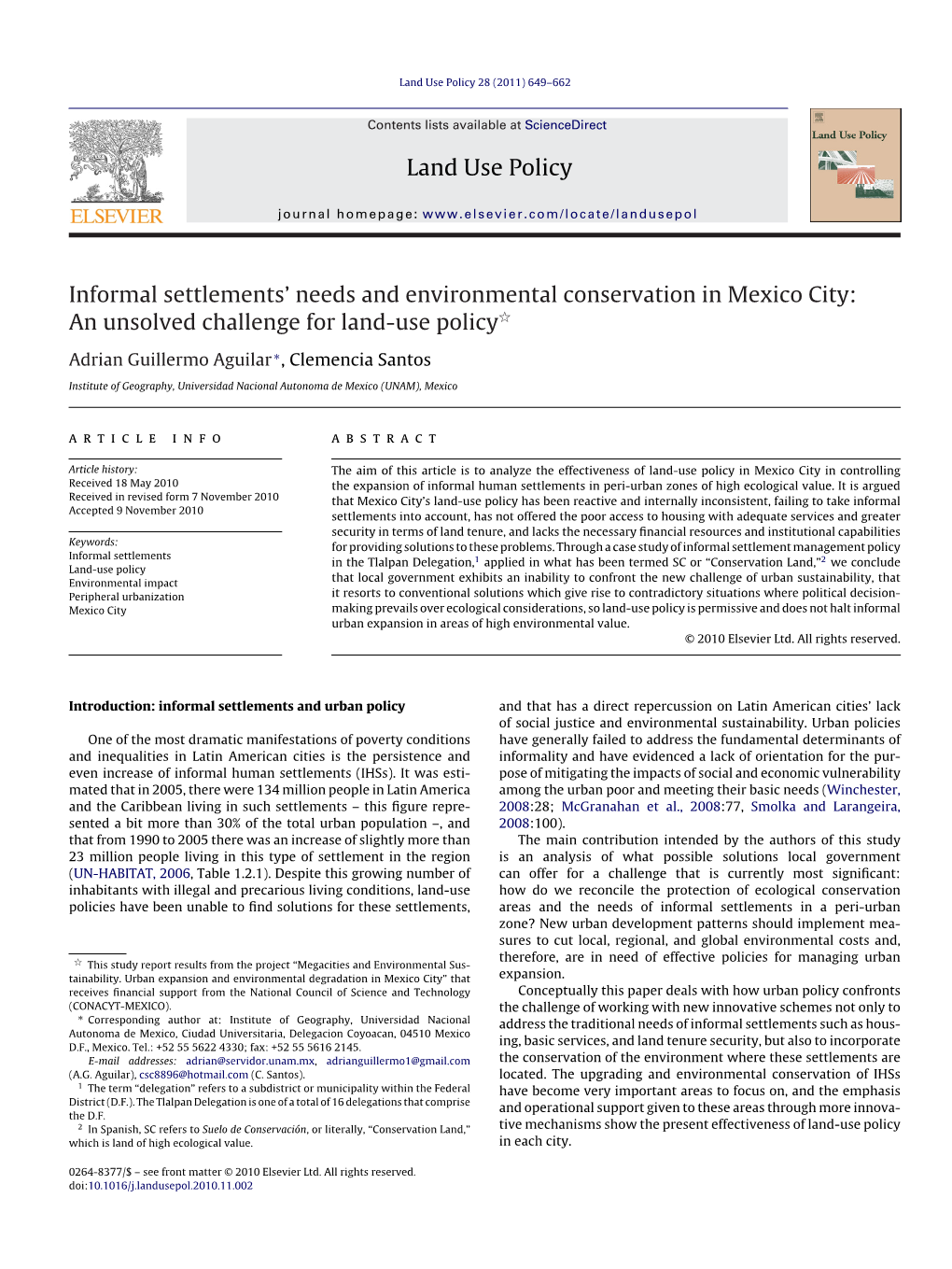 Informal Settlementsâ€™ Needs and Environmental Conservation In