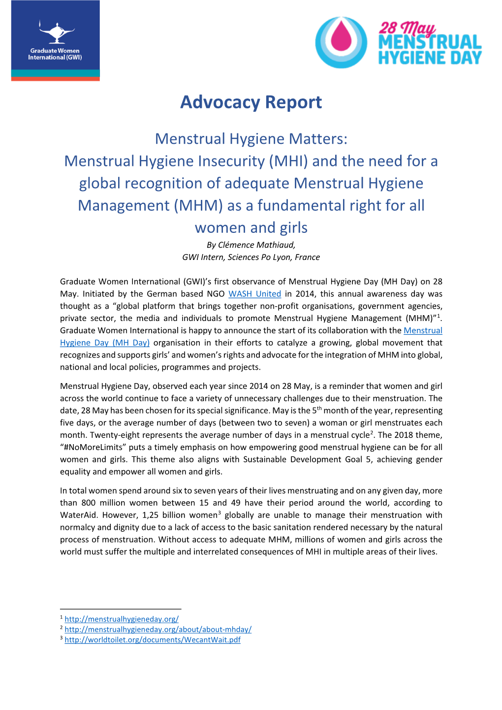 Advocacy Report on Menstrual