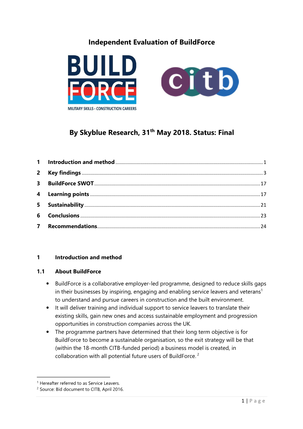 Independent Evaluation of Buildforce by Skyblue Research, 31Th