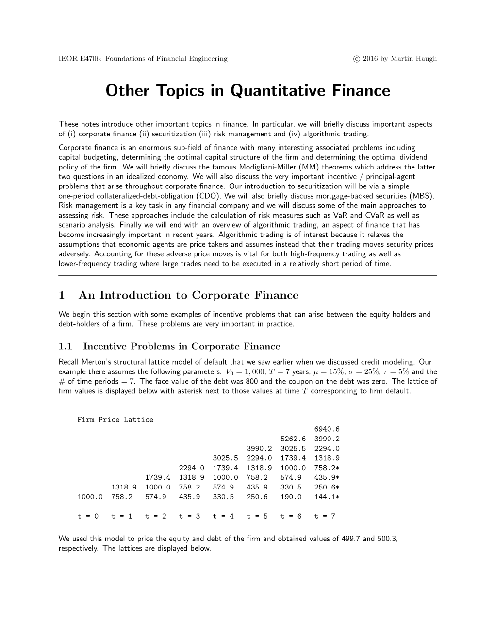 Other Topics in Quantitative Finance