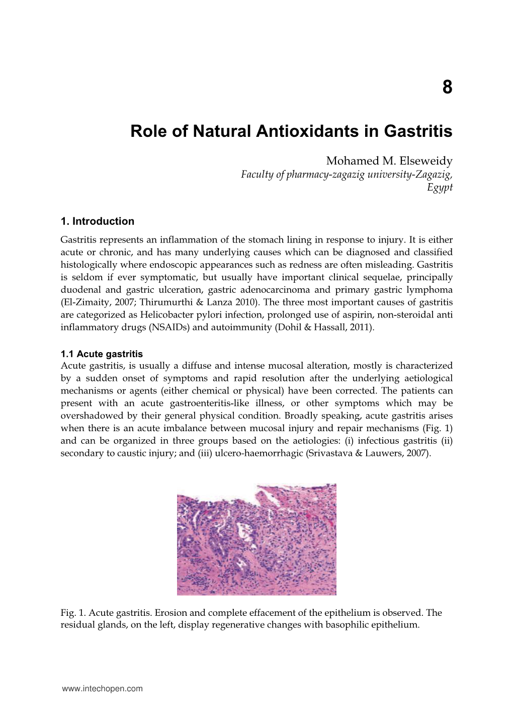 Role of Natural Antioxidants in Gastritis