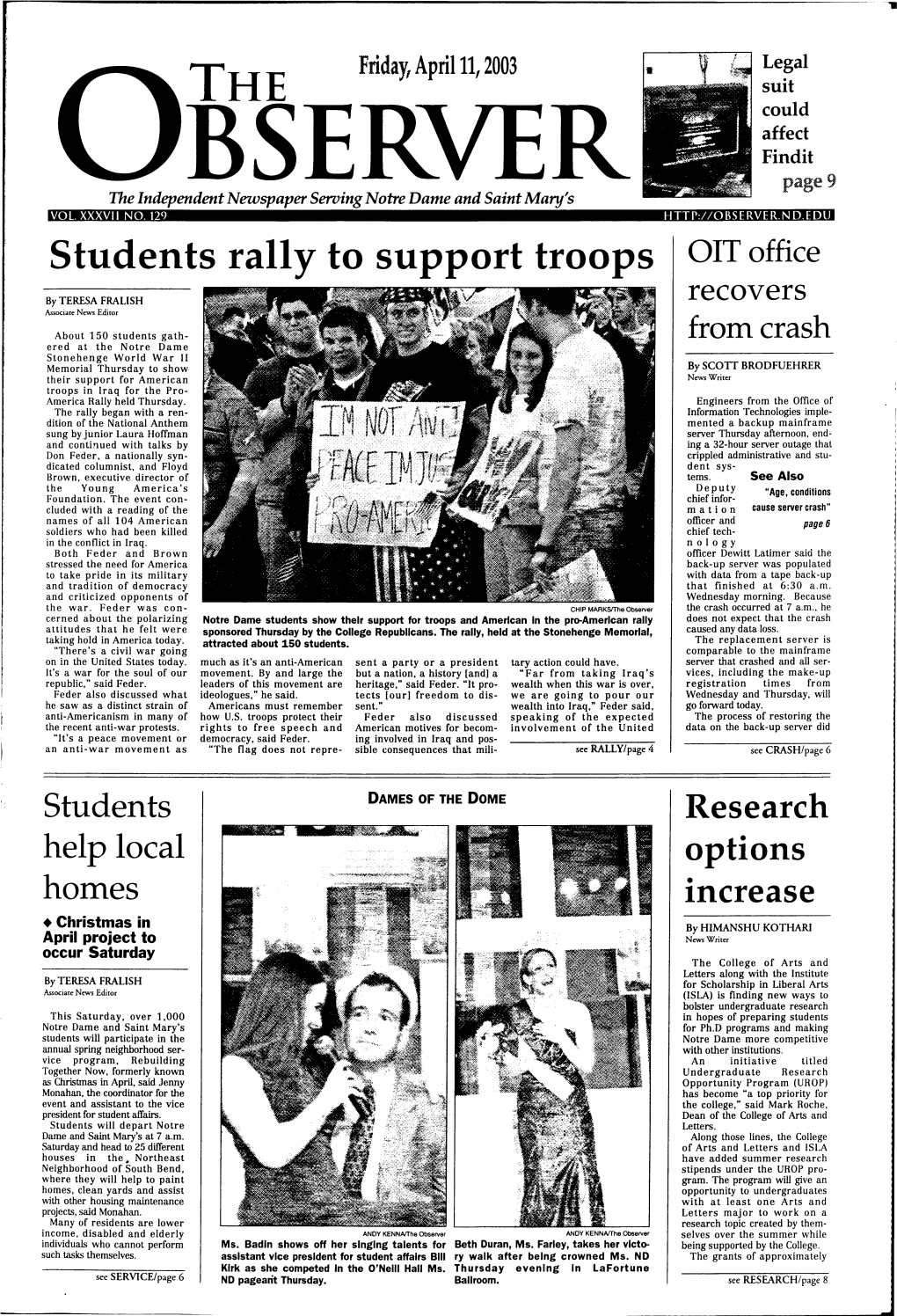 Students Rally to Support Troops OIT Office