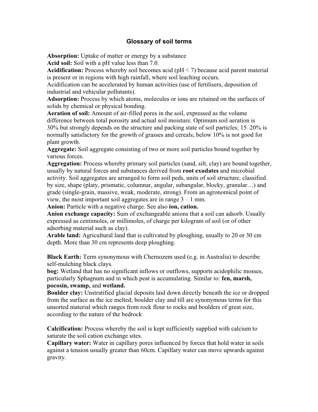 Glossary of Soil Terms