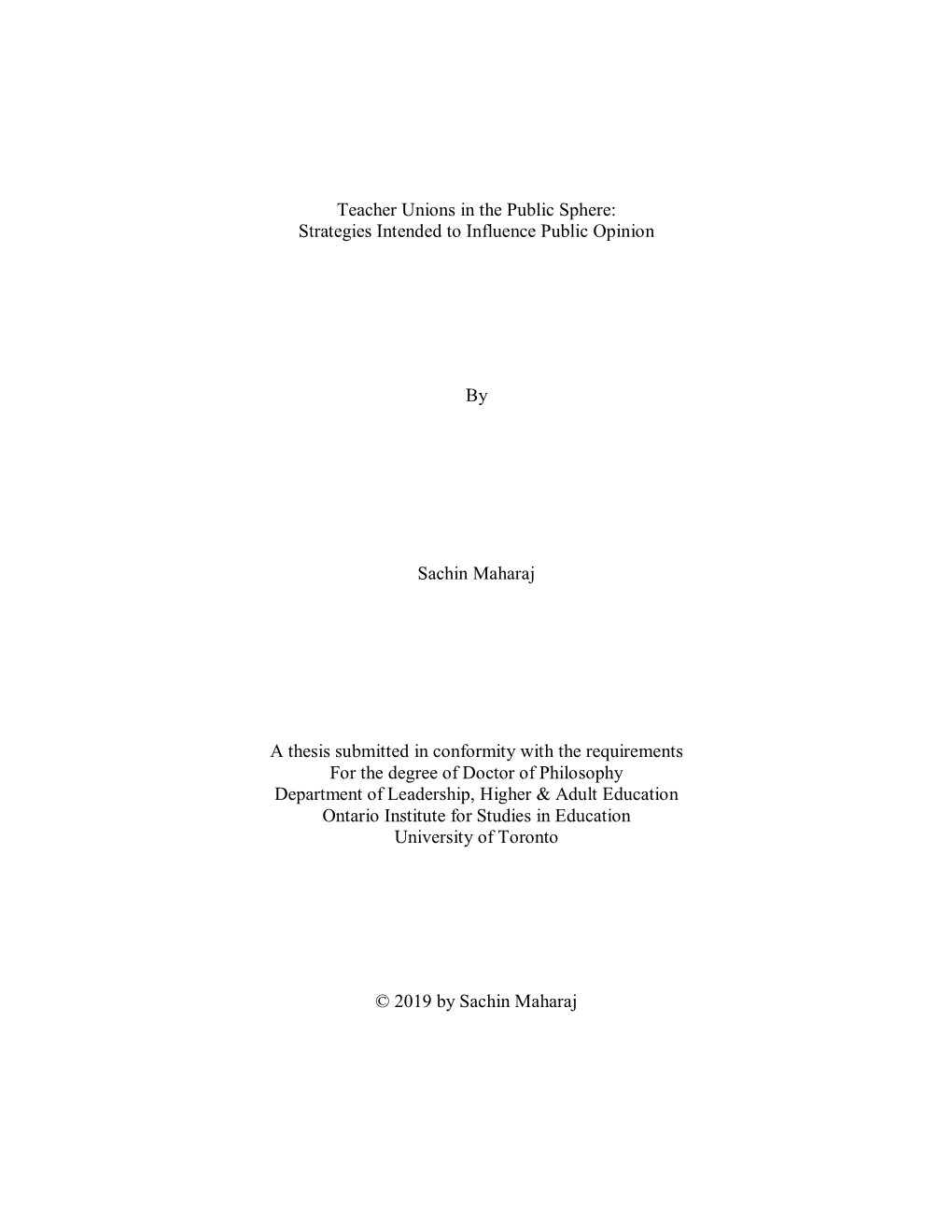 Teacher Unions in the Public Sphere: Strategies Intended to Influence Public Opinion