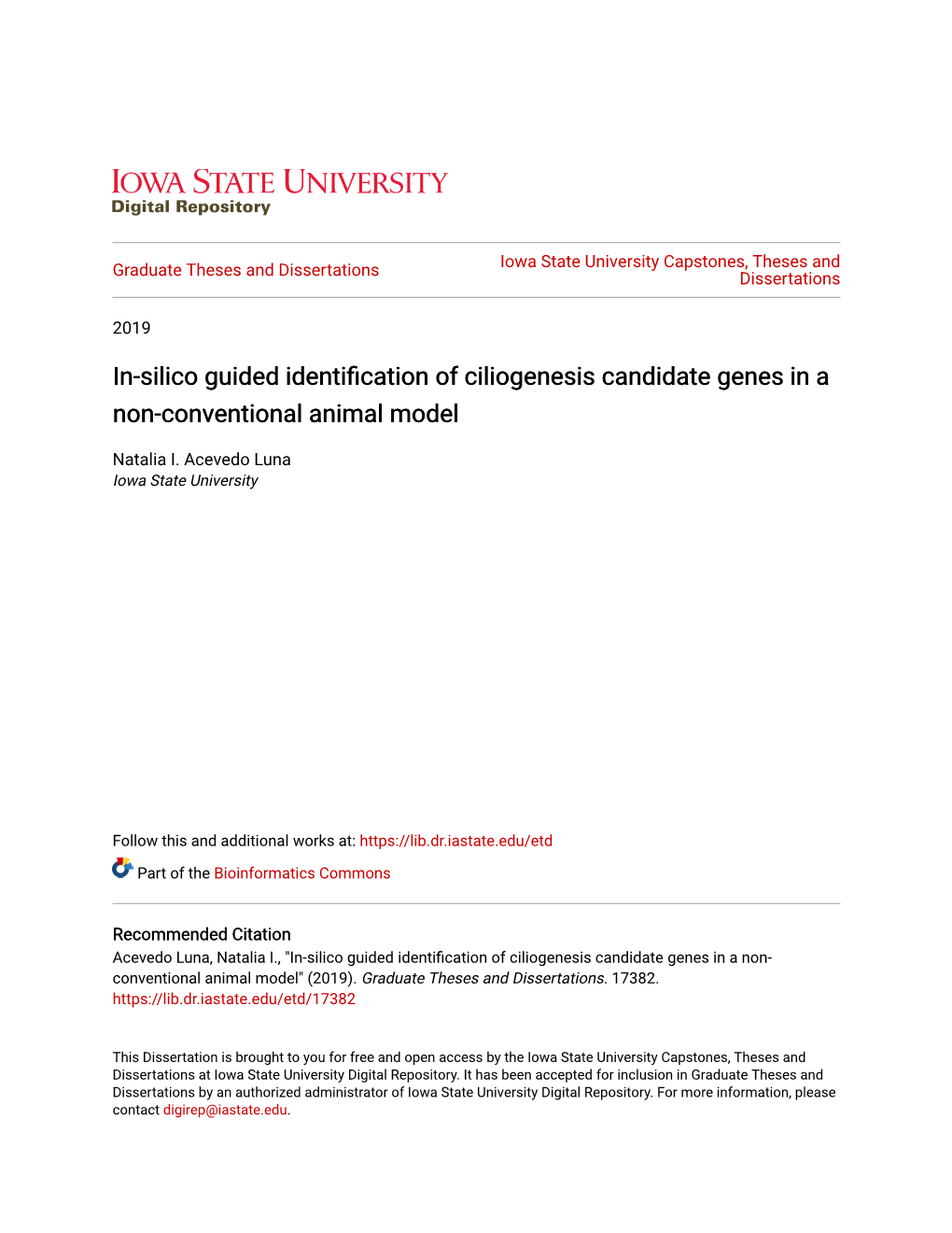 In-Silico Guided Identification of Ciliogenesis Candidate Genes in a Non-Conventional Animal Model