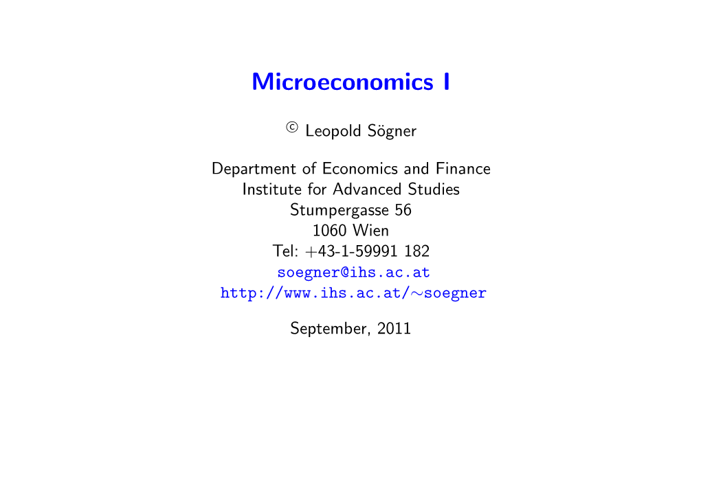 Microeconomics I
