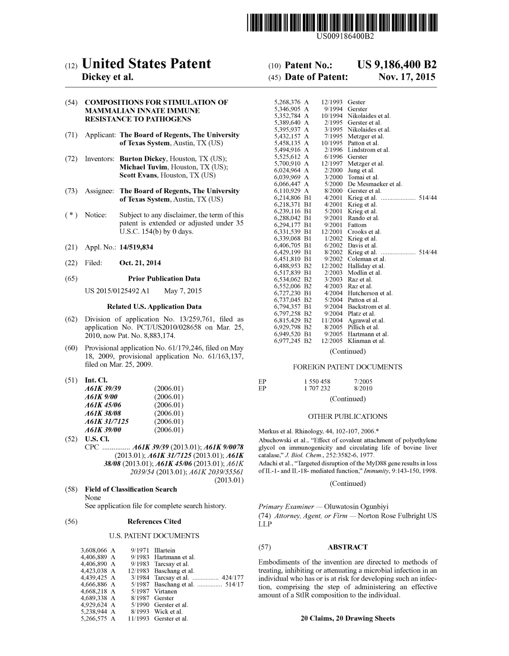 (10) Patent No.: US 9186400 B2