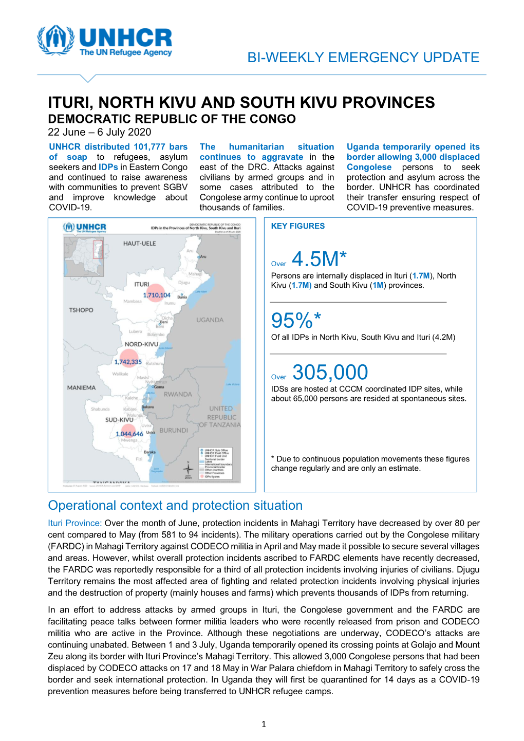 UNHCR DRC Emergency Update Ituri, South and North Kivu