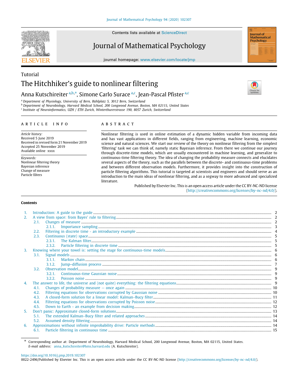 Journal of Mathematical Psychology the Hitchhiker's Guide to Nonlinear