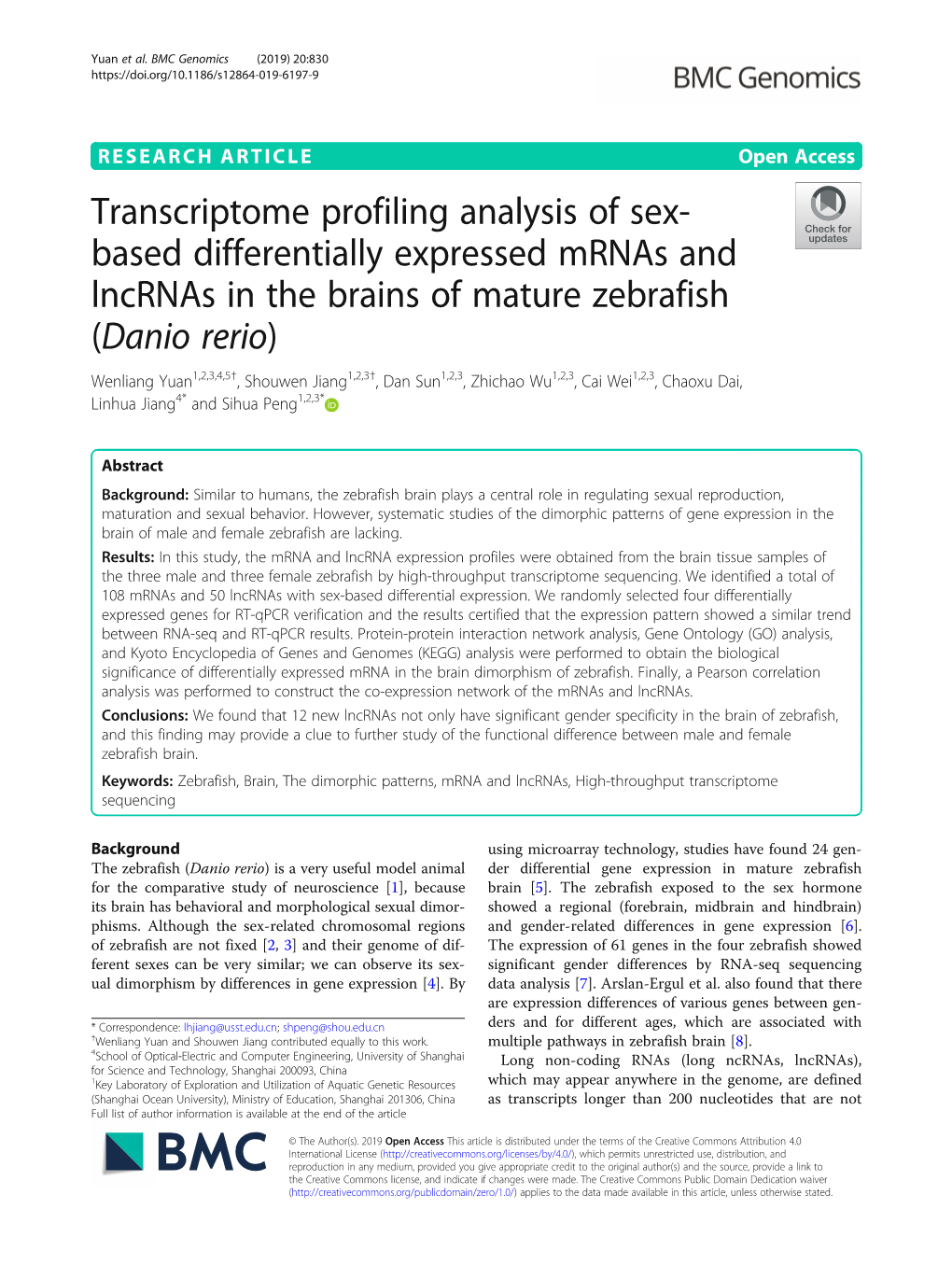 Transcriptome Profiling Analysis of Sex-Based
