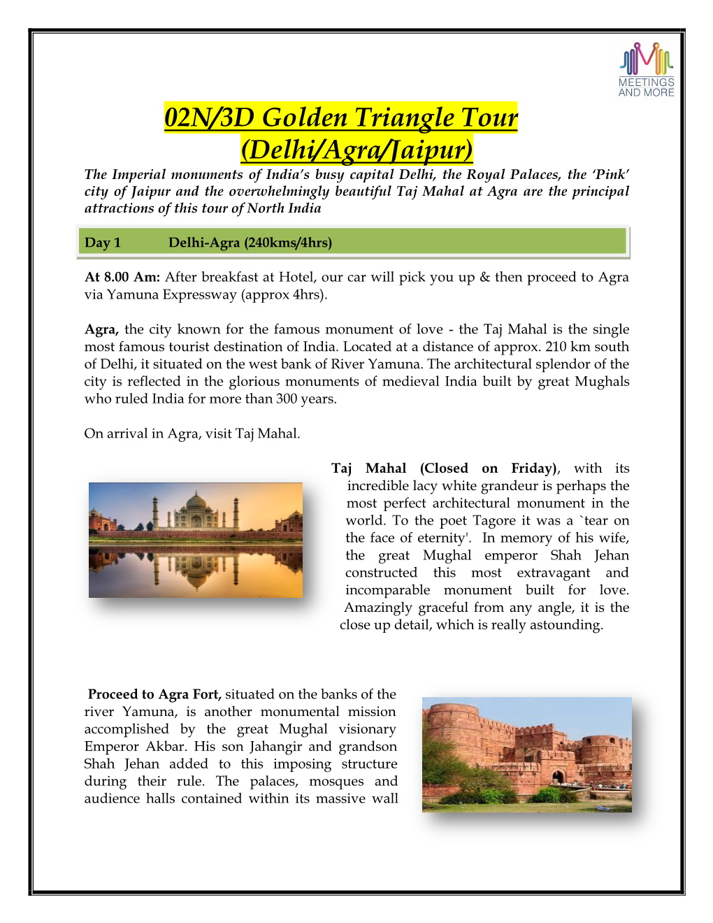 02N/3D Golden Triangle Tour (Delhi/Agra/Jaipur)