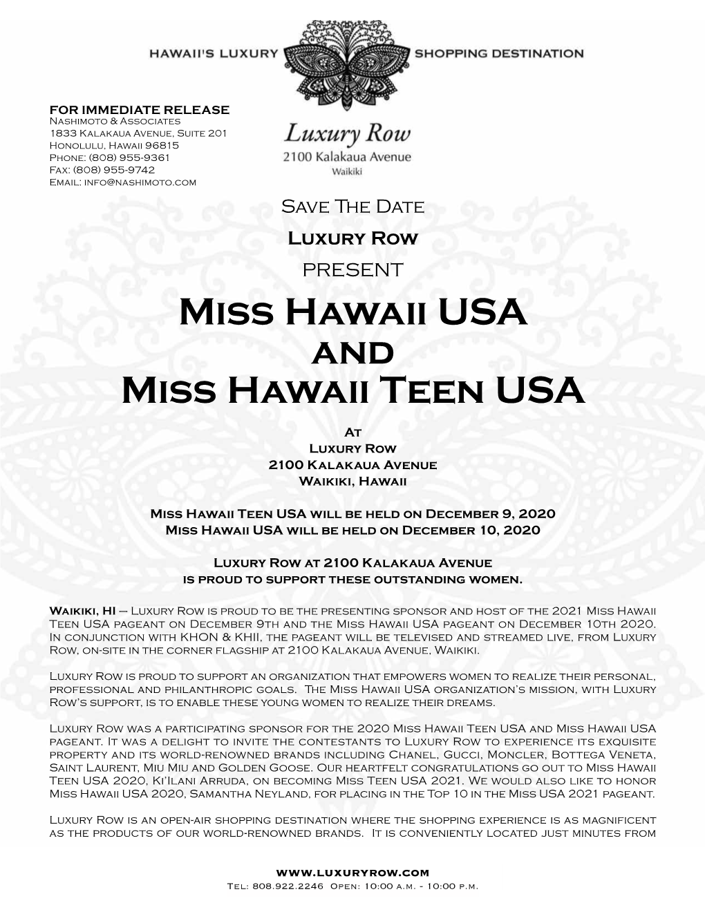 Miss Hawaii USA and Miss Hawaii Teen USA