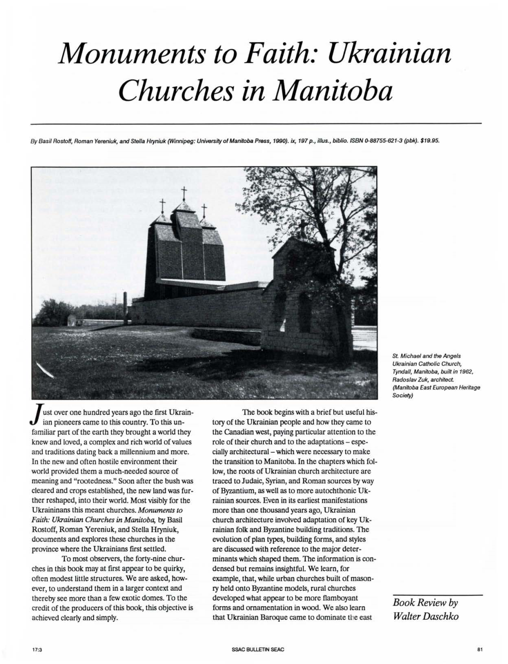 Monuments to Faith: Ukrainian Churches in Manitoba
