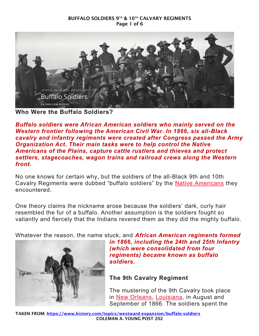 Who Were the Buffalo Soldiers? the 9Th Cavalry Regiment