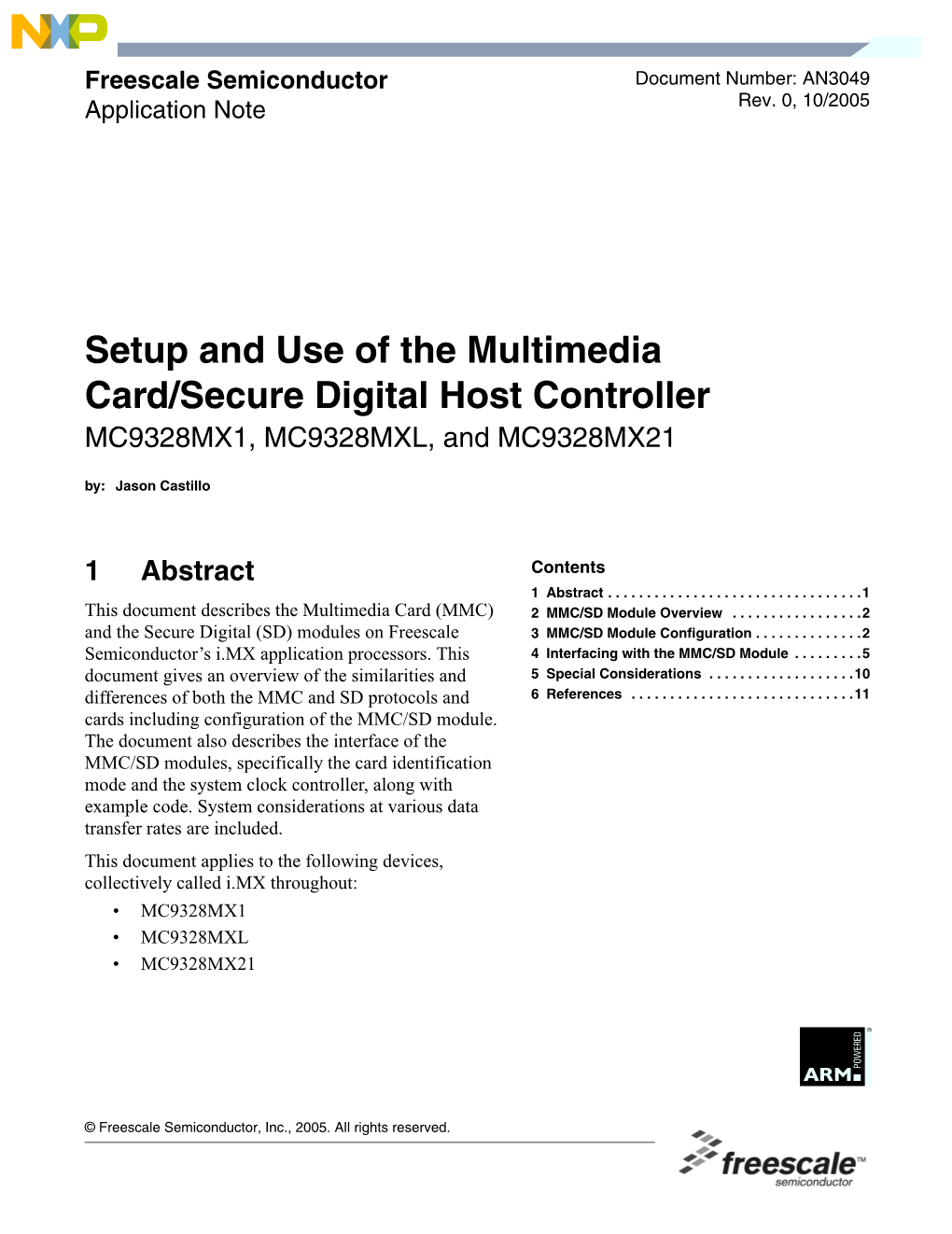 Setup and Use of the Multimedia Card and Secure Digital Host Controller