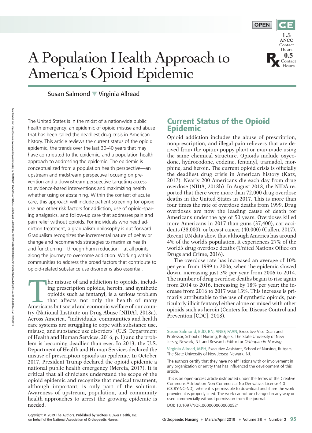 A Population Health Approach to America's Opioid Epidemic