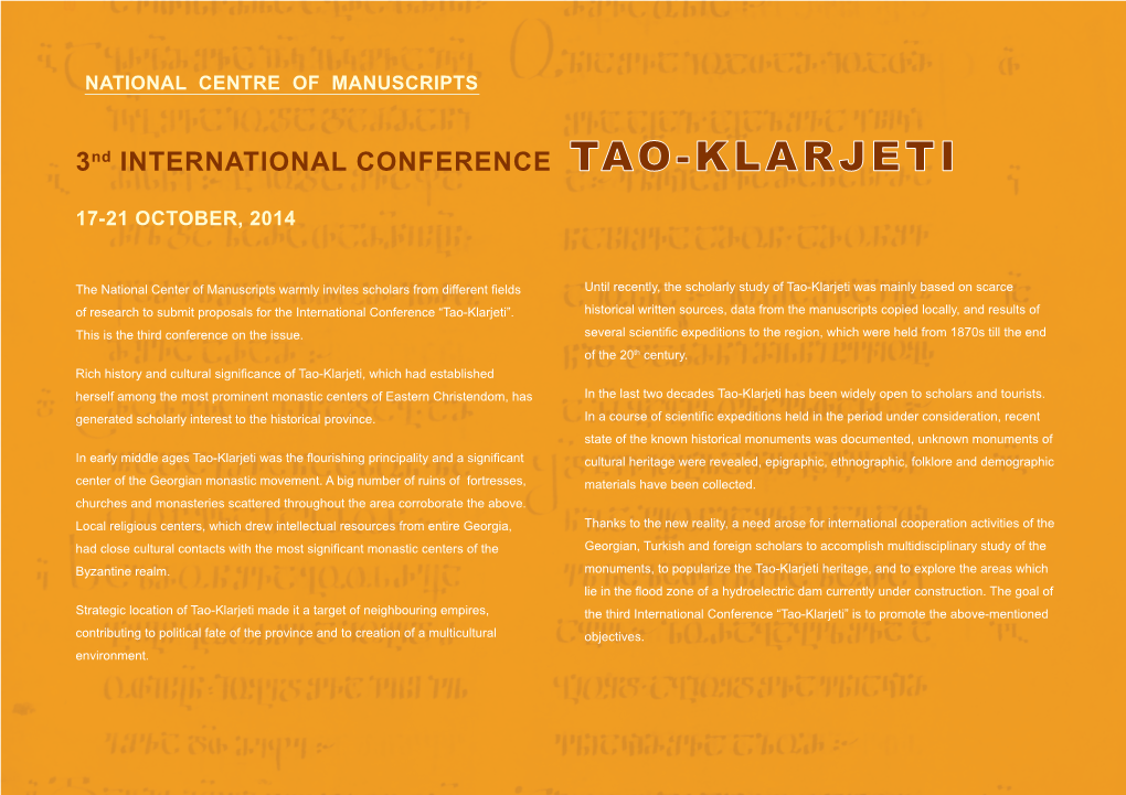 3Nd INTERNATIONAL CONFERENCE TAO-KLARJETI