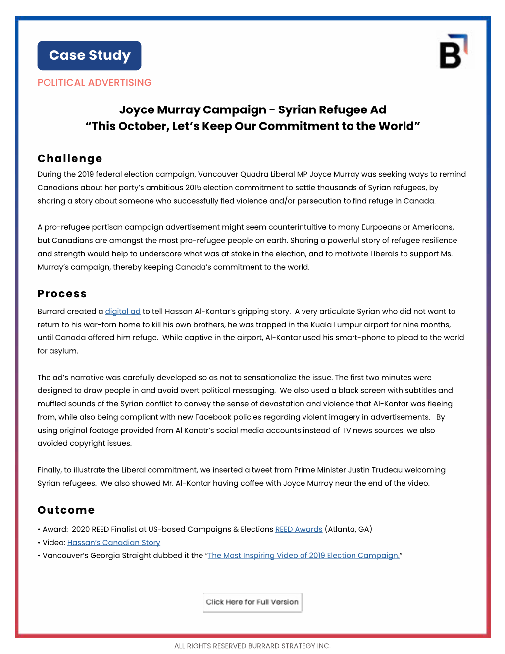 Joyce Murray Campaign - Syrian Refugee Ad “This October, Let’S Keep Our Commitment to the World”