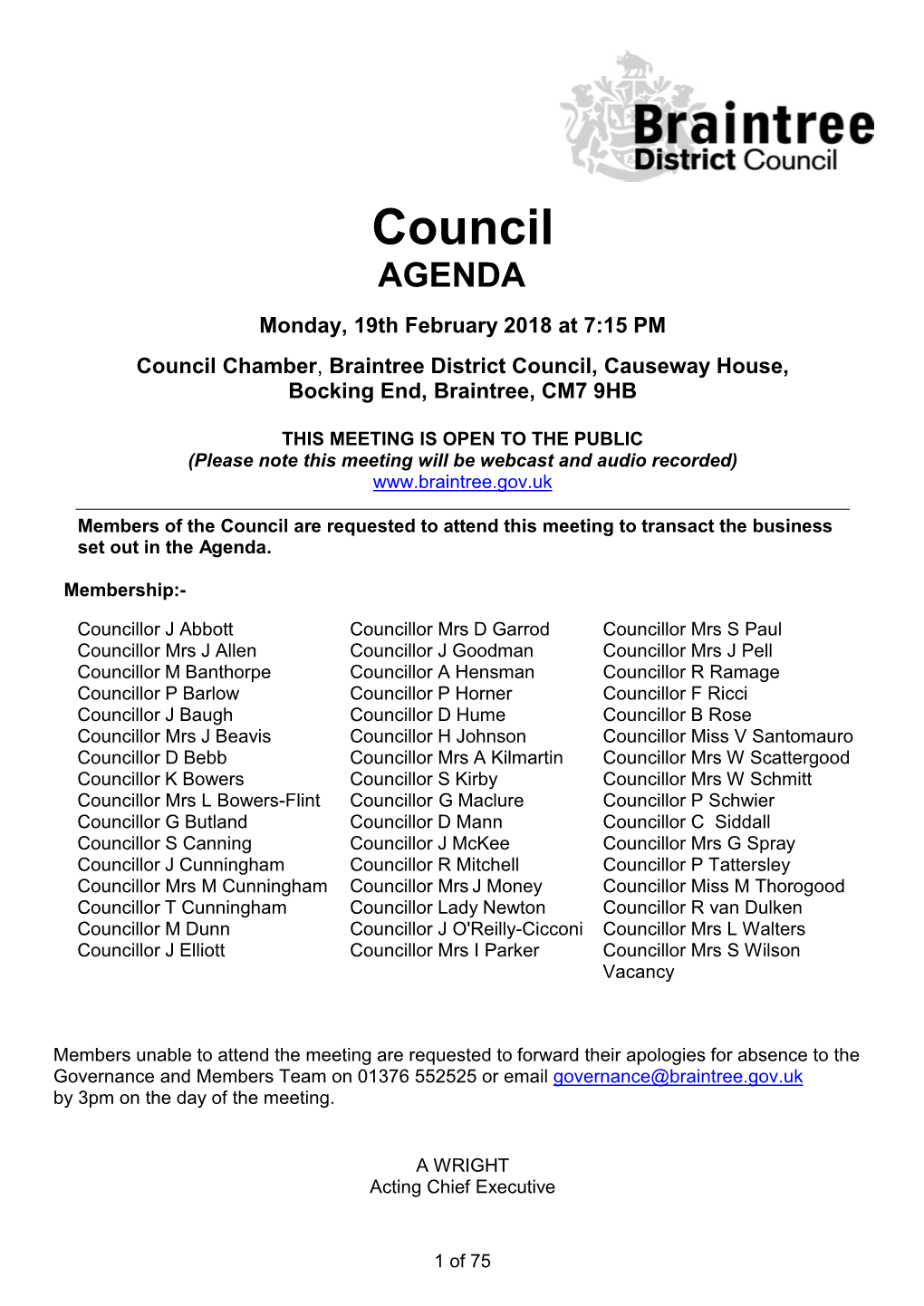 Council AGENDA