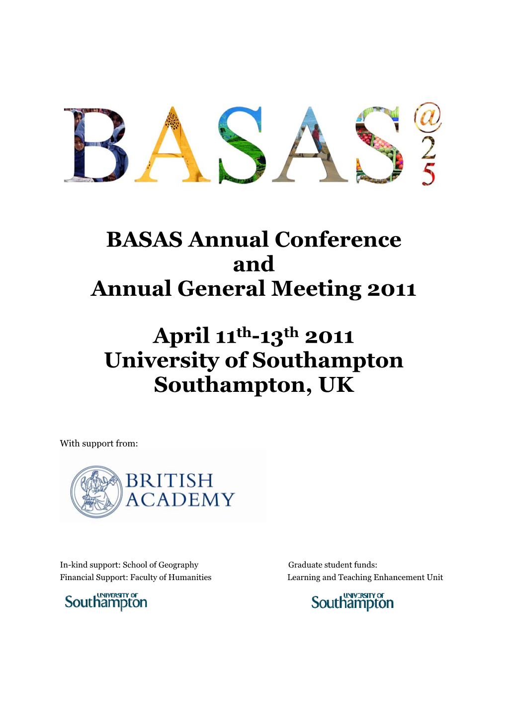 BASAS Annual Conference and Annual General Meeting 2011 April