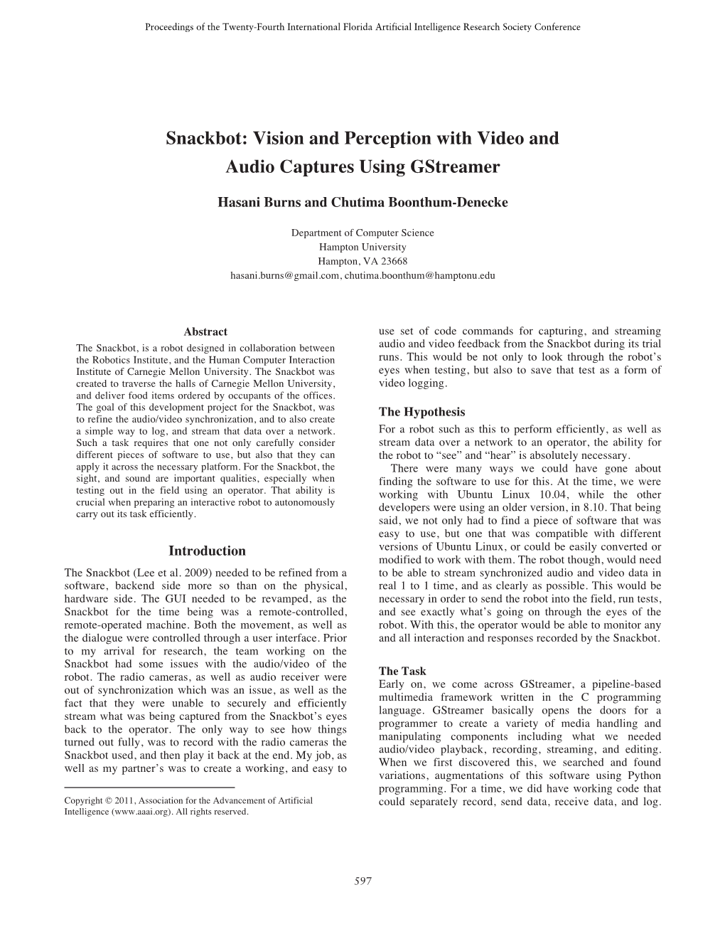 Vision and Perception with Video and Audio Captures Using Gstreamer