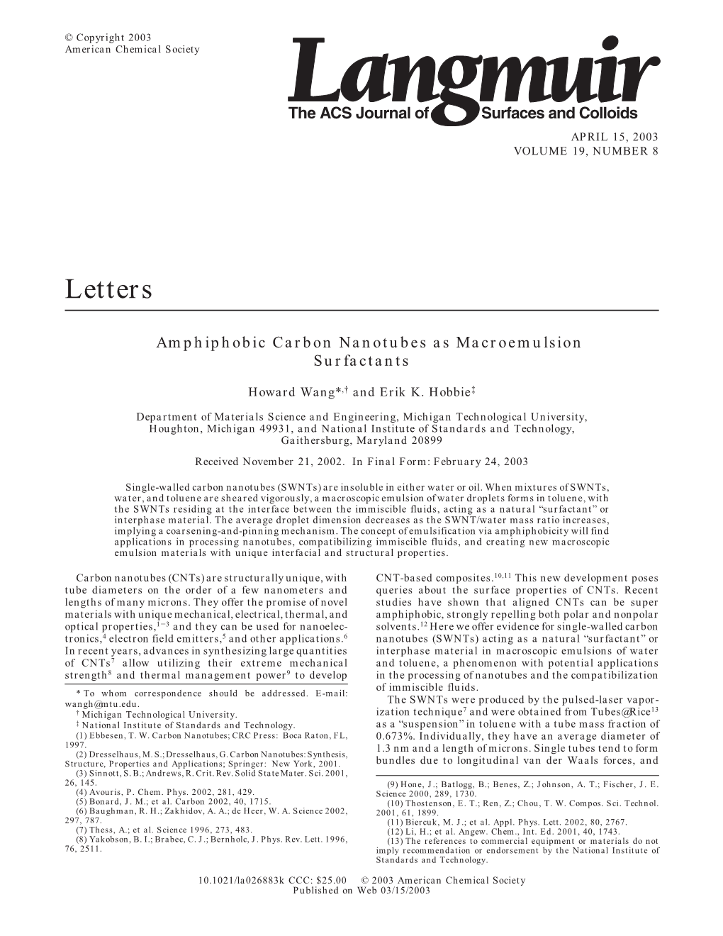 Amphiphobic Carbon Nanotubes As Macroemulsion Surfactants