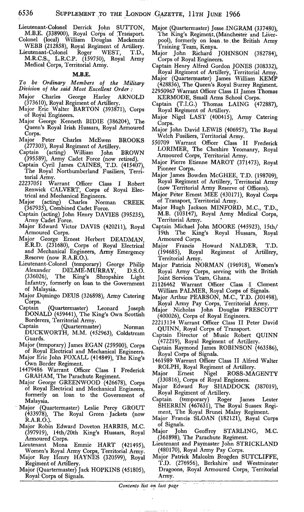 6536 Supplement to the Ivqndqn Gazette, H.Th June 1966