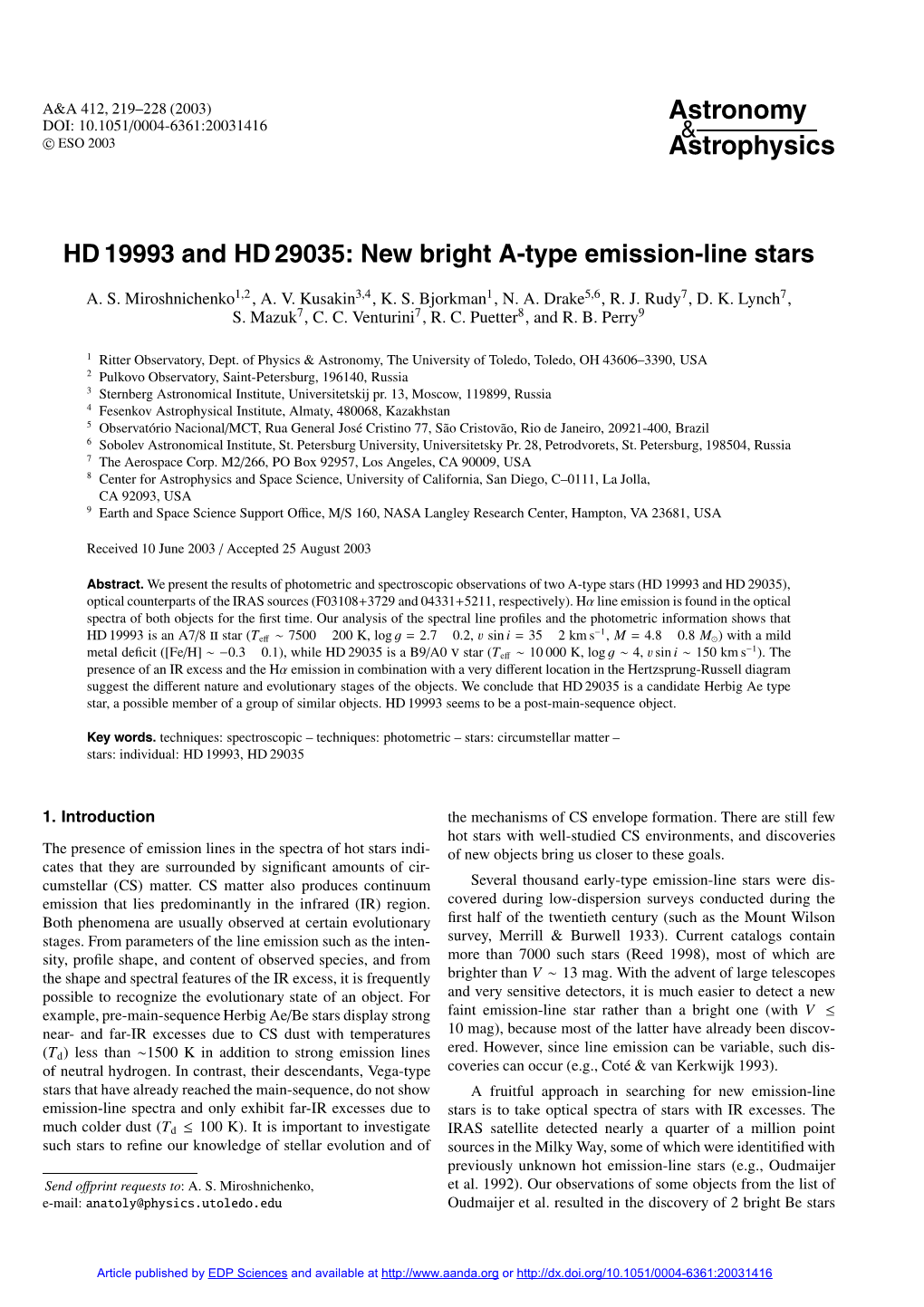 HD 19993 and HD 29035: New Bright A-Type Emission-Line Stars