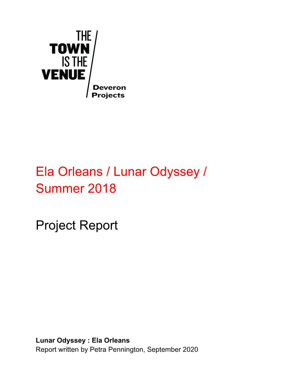 Ela Orleans / Lunar Odyssey / Summer 2018 Project Report