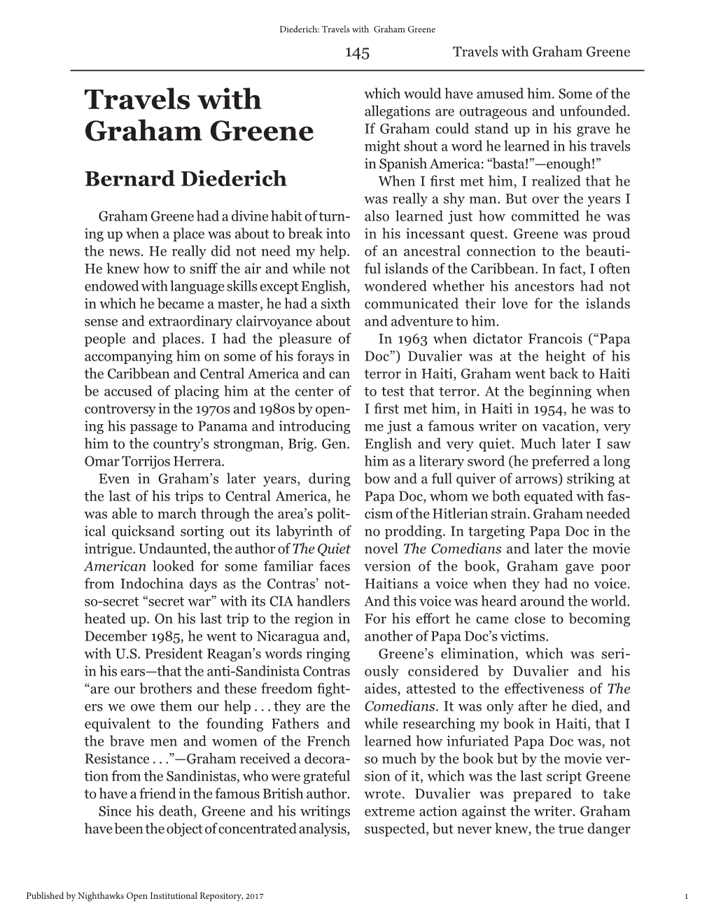 Travels with Graham Greene 145 Travels with Graham Greene