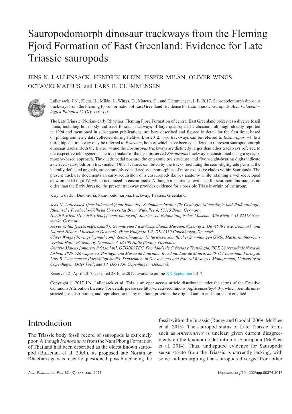 Evidence for Late Triassic Sauropods