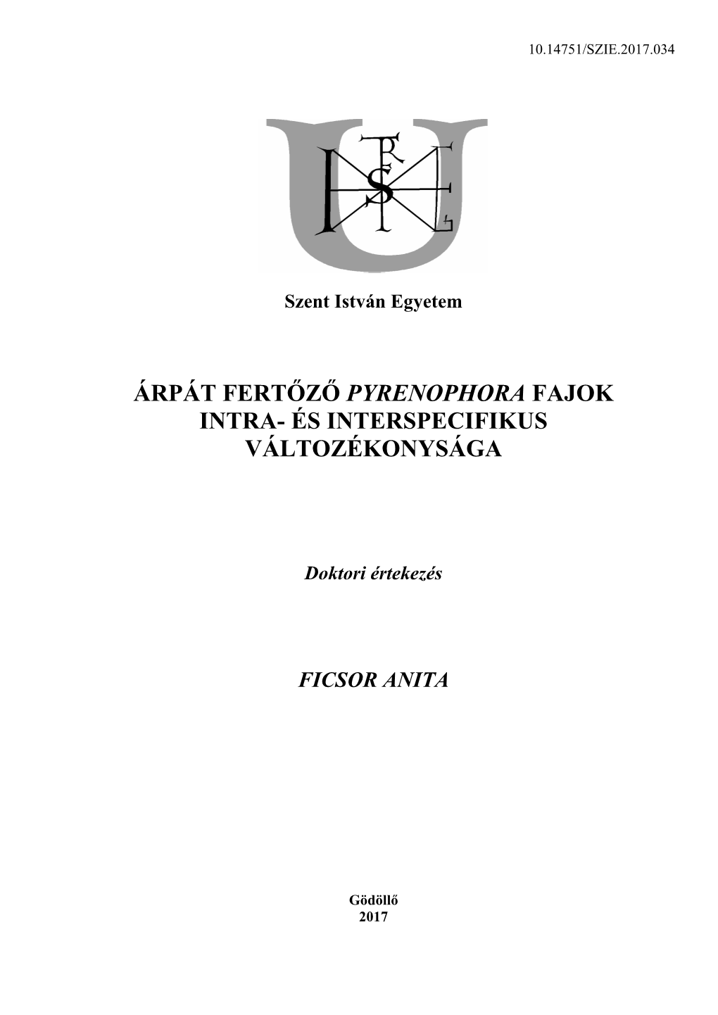 Árpát Fertőző Pyrenophora Fajok Intra- És Interspecifikus Változékonysága