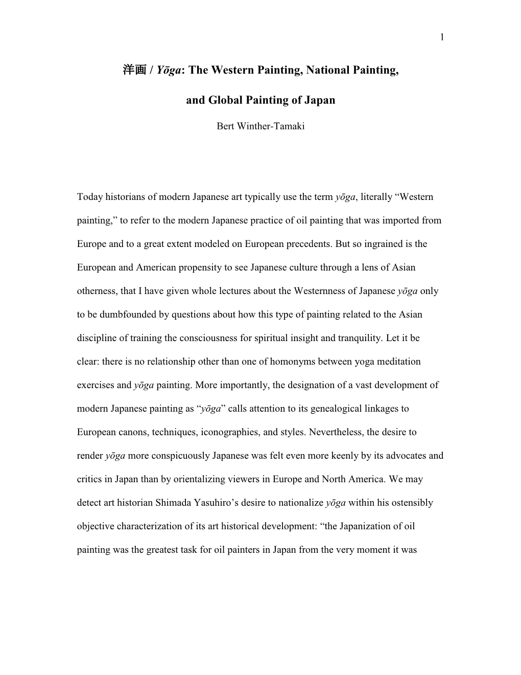 The Western Painting, National Painting, and Global