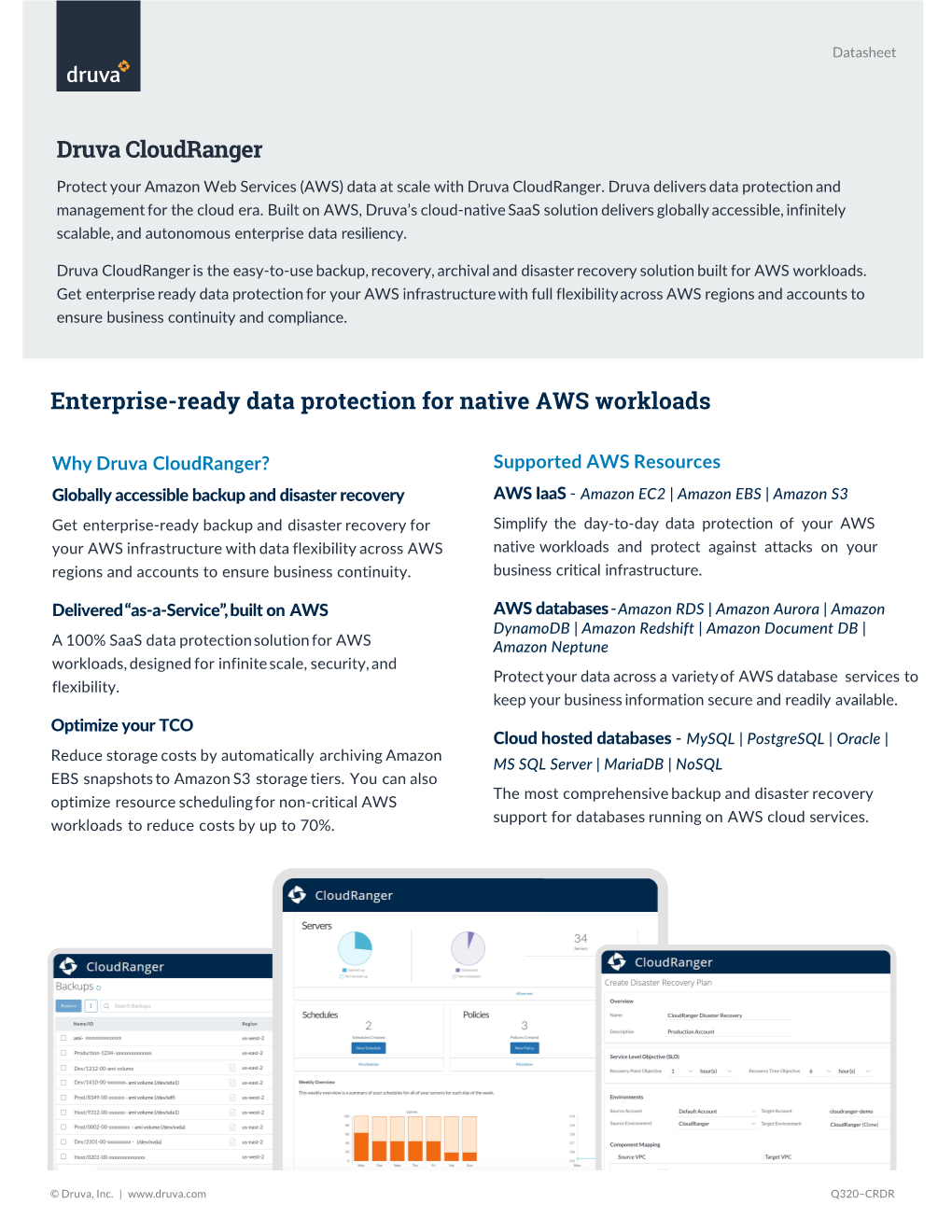 Druva Cloudranger Enterprise-Ready Data Protection for Native AWS