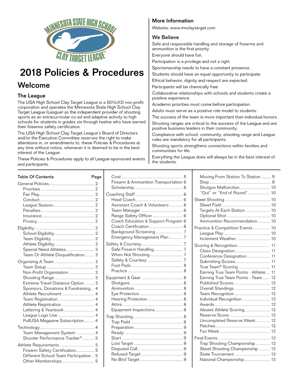2018 Policies & Procedures