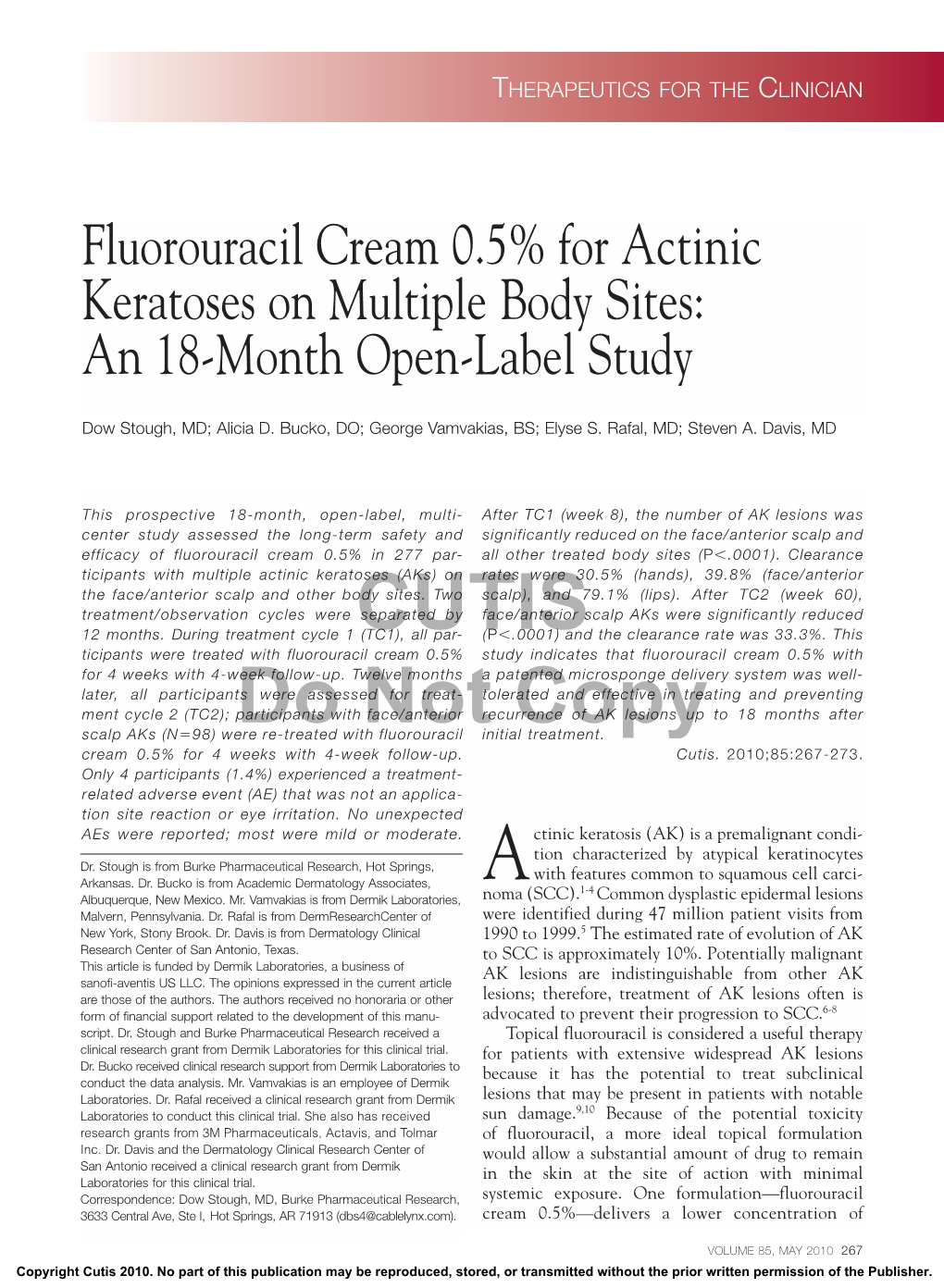 Fluorouracil Cream 0.5% for Actinic Keratoses on Multiple Body Sites: an 18-Month Open-Label Study