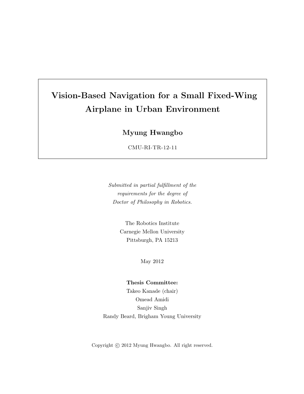 Vision-Based Navigation for a Small Fixed-Wing Airplane in Urban Environment