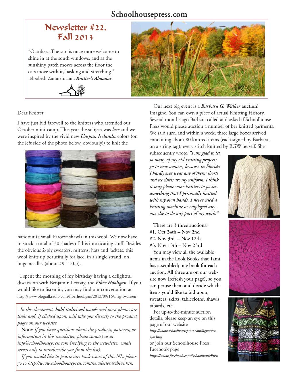 Schoolhousepress.Com Newsletter #22, Fall 2013