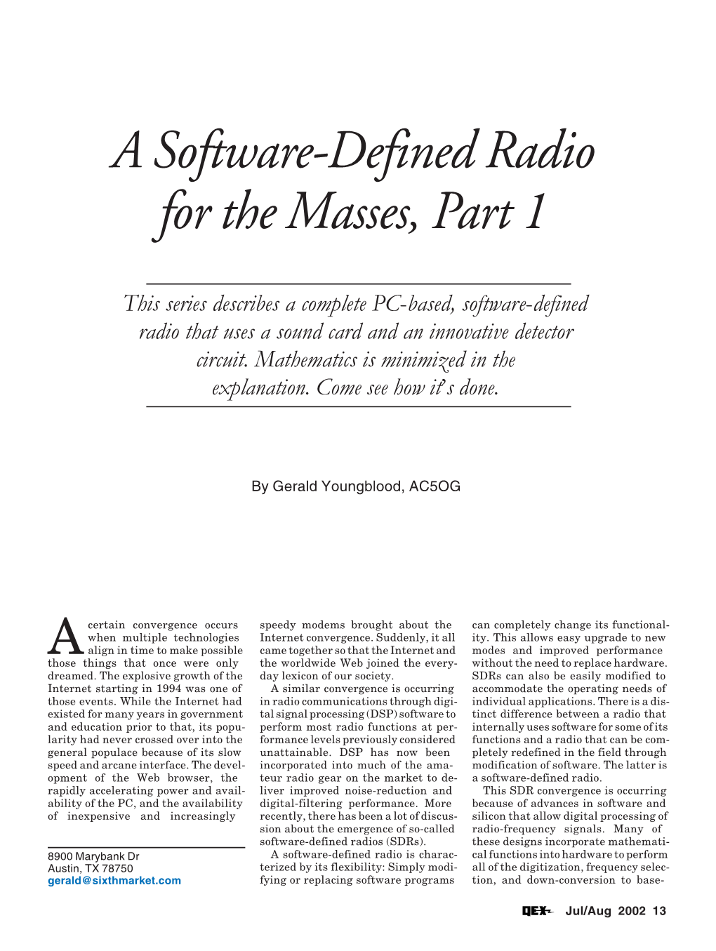 A Software-Defined Radio for the Masses, Part 1