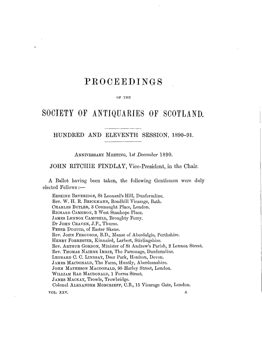 Proceedings Society of Antiquaries of Scotland