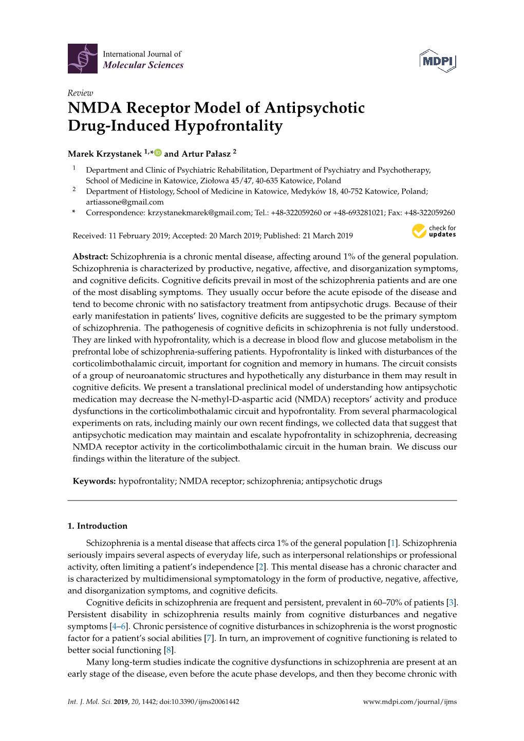 NMDA Receptor Model of Antipsychotic Drug-Induced Hypofrontality