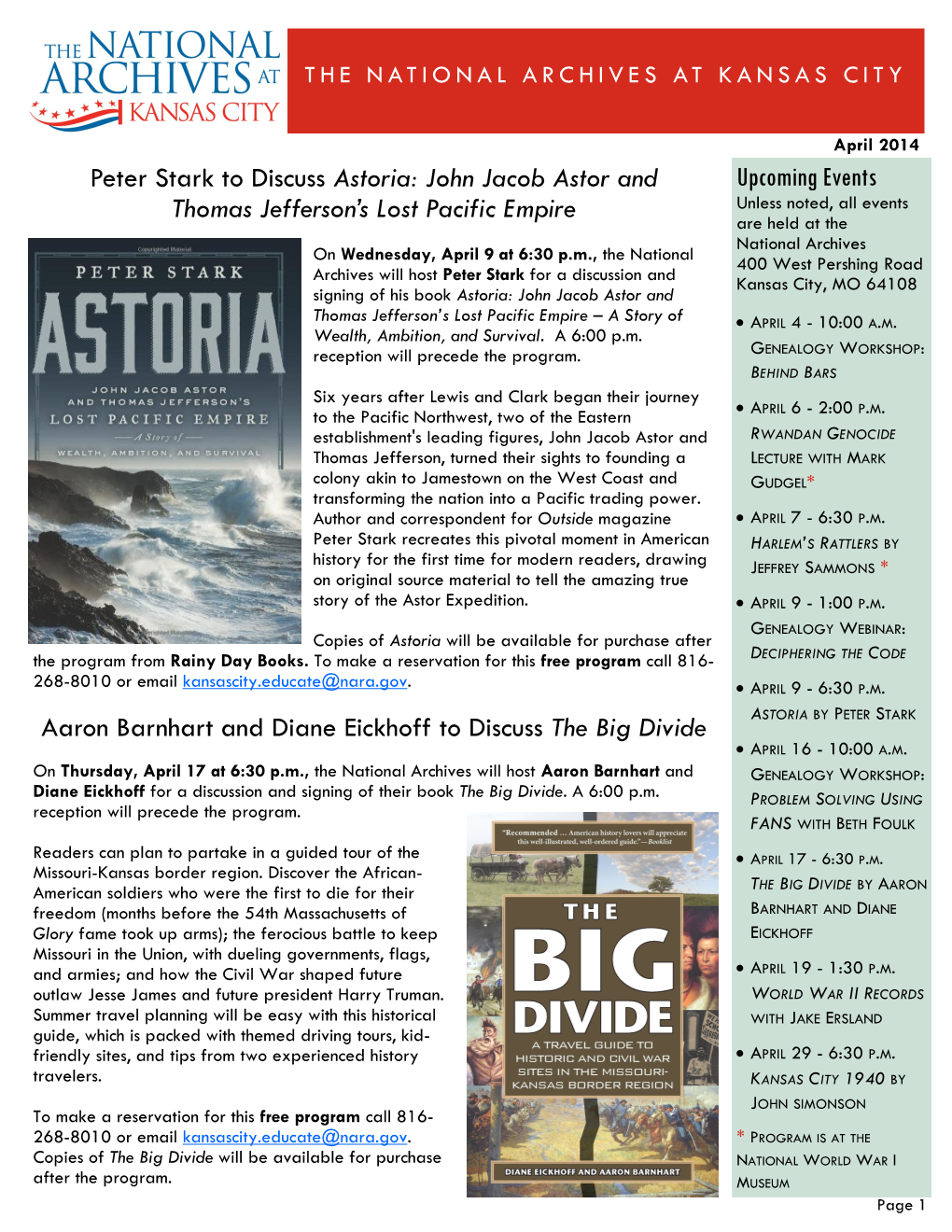 Peter Stark to Discuss Astoria: John Jacob Astor and Thomas