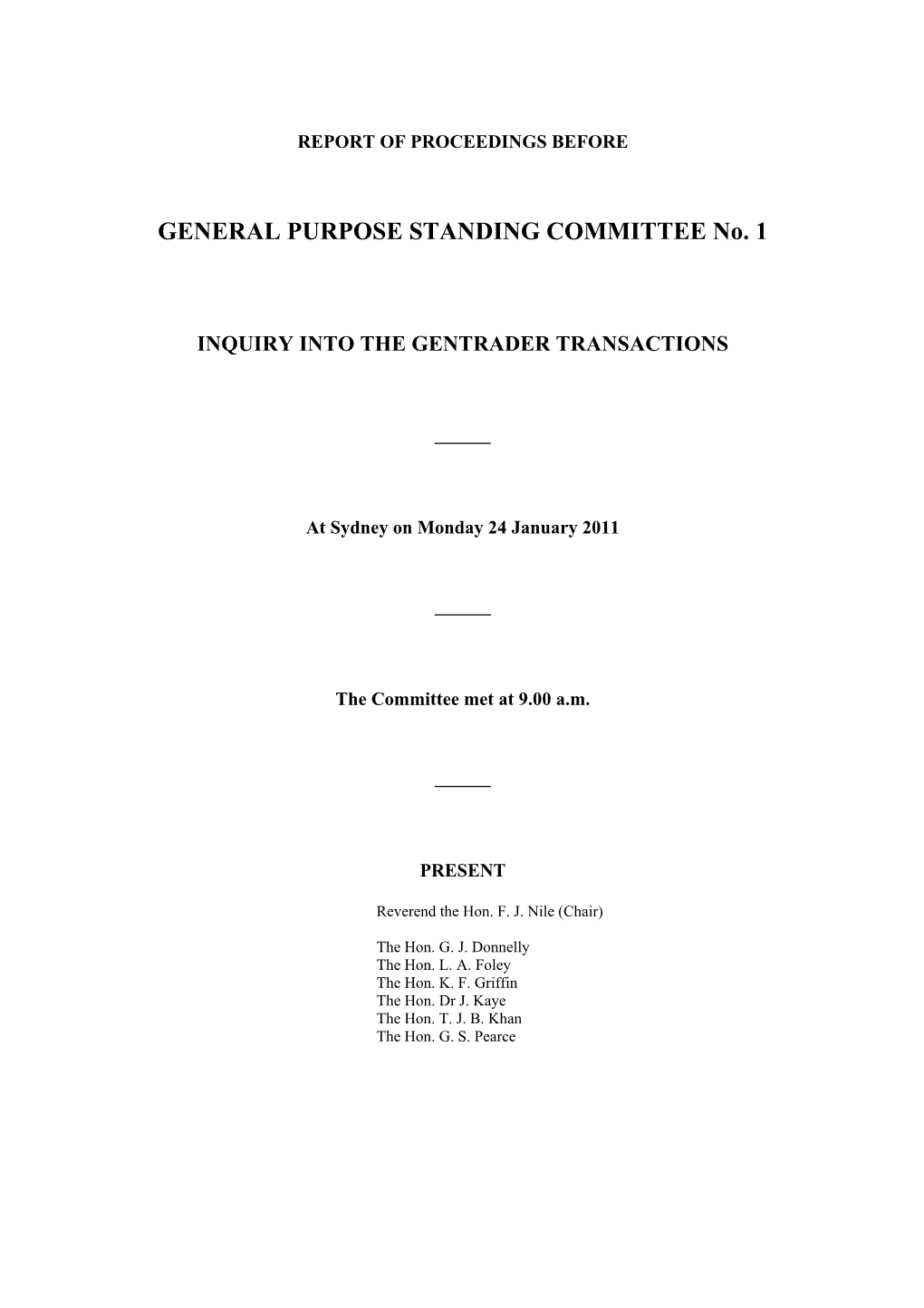 GENERAL PURPOSE STANDING COMMITTEE No. 1