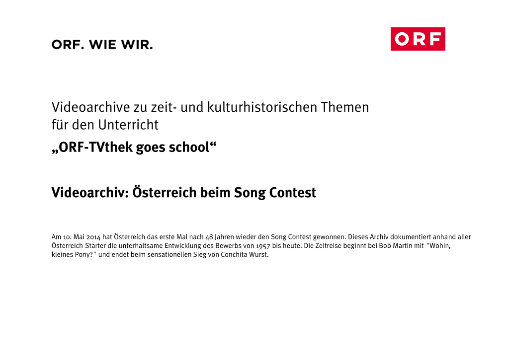 Videoarchiv: Österreich Beim Song Contest