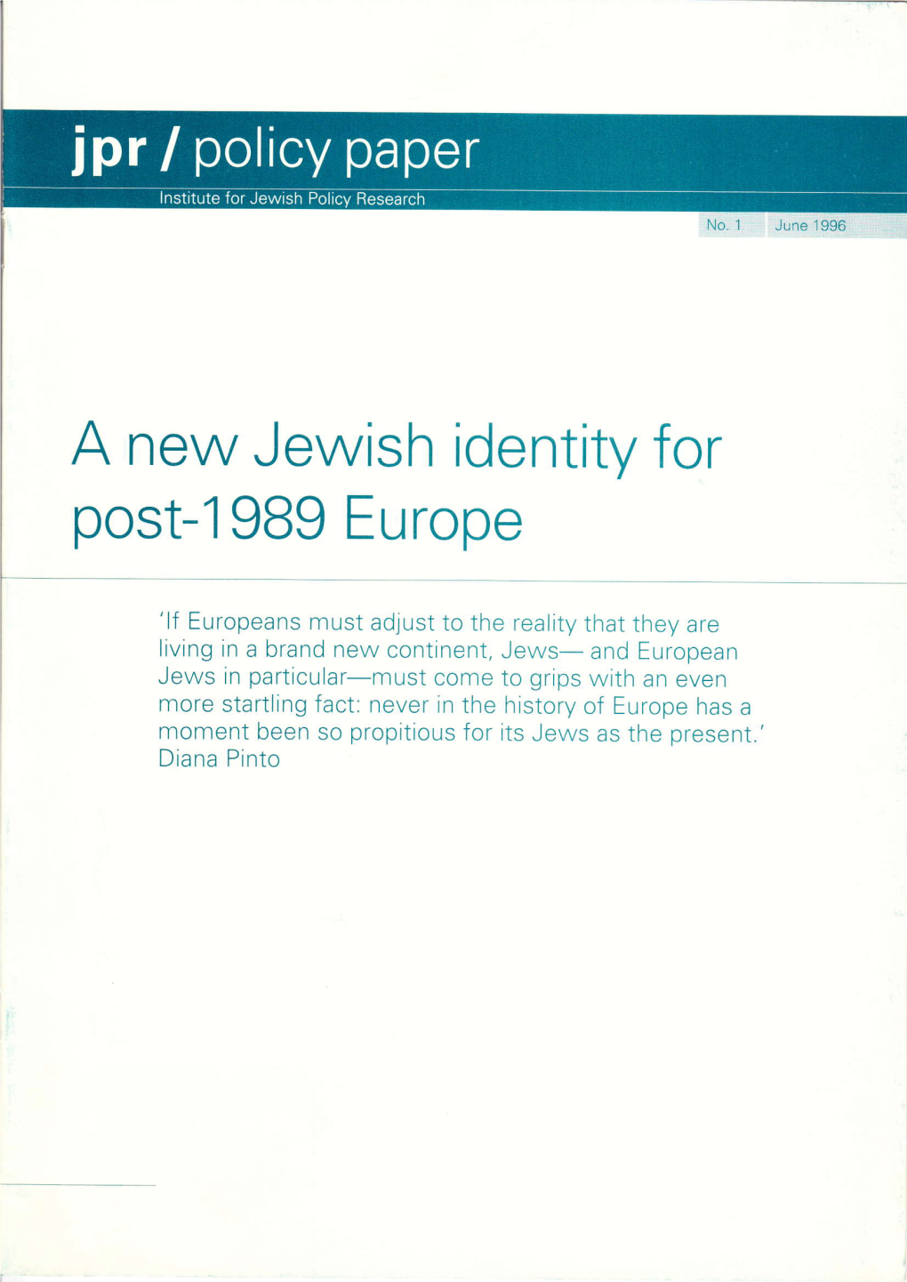 A New Jewish Identity for Post-1 989 Europe