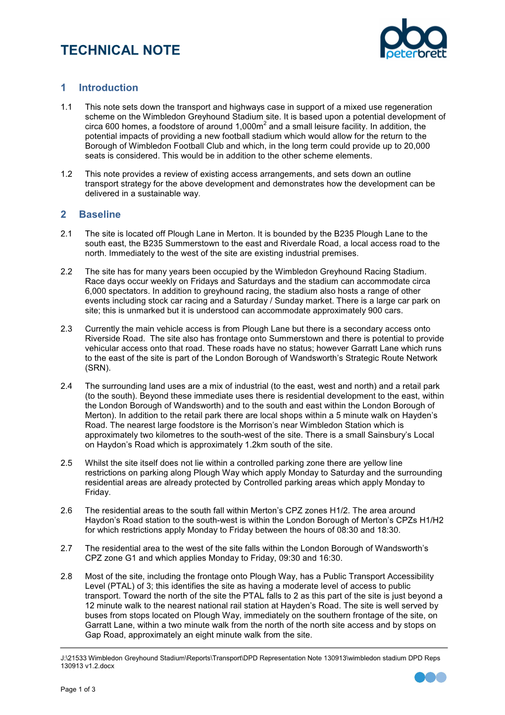 Wimbledon Stadium DPD Reps 130913 V1.2.Docx