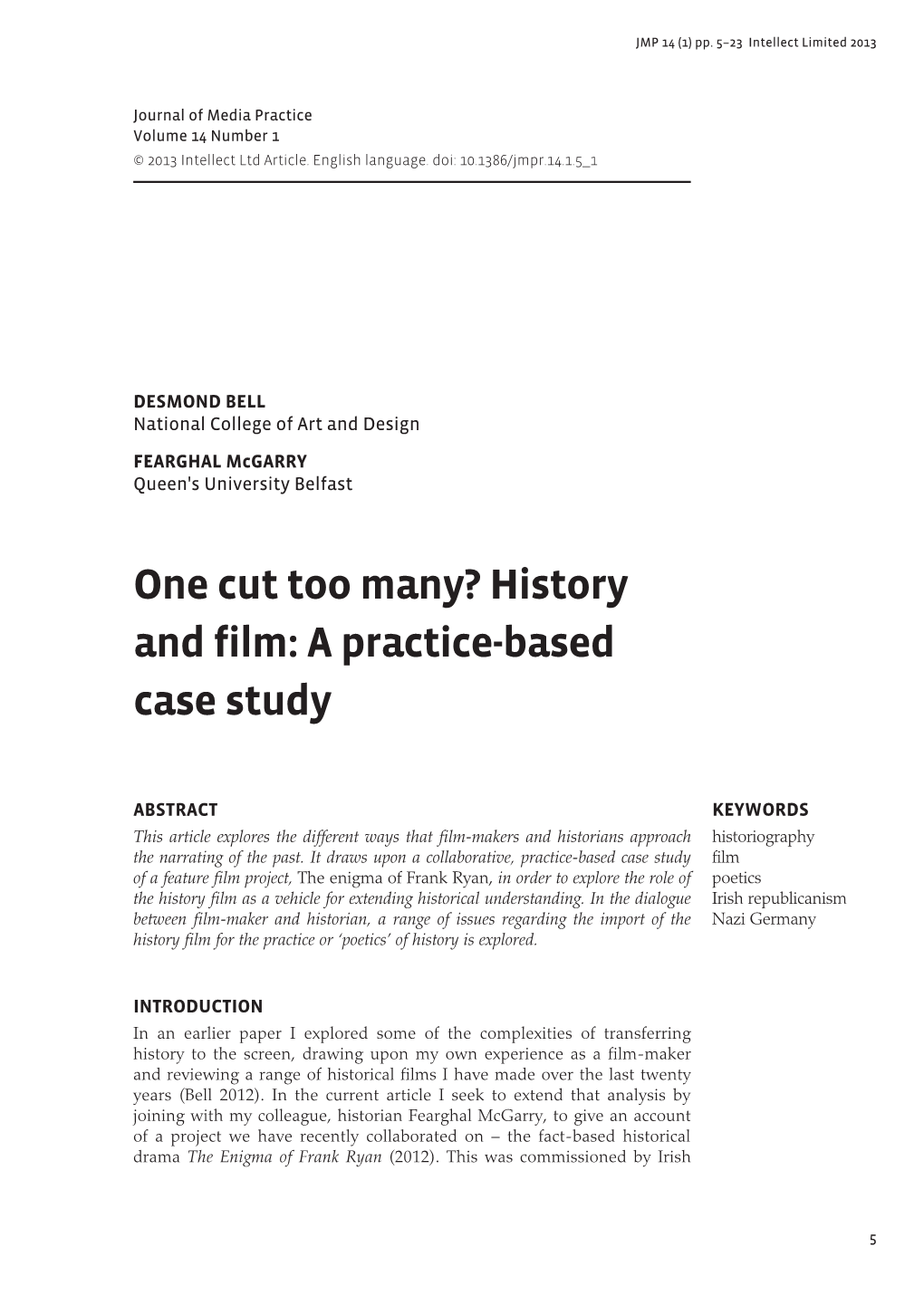 History and Film: a Practice-Based Case Study